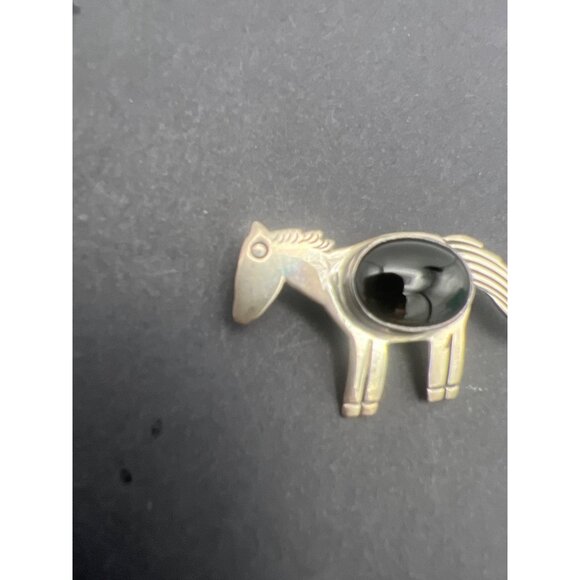 Vintage Horse Brooch Carol Felley Sterling Silver Black Onyx '93 Signed Western - Picture 5 of 12